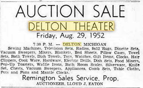 Delton Theatre - Auction At The Theater Aug 27 1952 (newer photo)